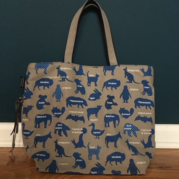 NWOT Rootote Double handle Tote French Animals - Picture 1 of 9